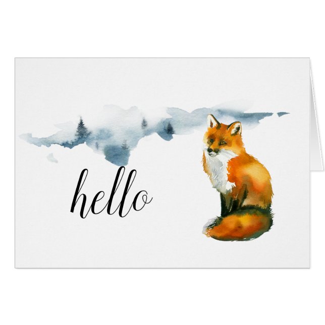Beautiful Watercolor Fox Art Customized Note Card (Front Horizontal)