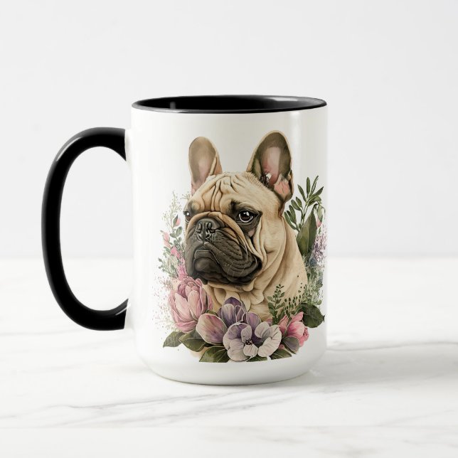 BEAUTIFUL WATERCOLOR FRENCH BULLDOG DOG MUG (Left)