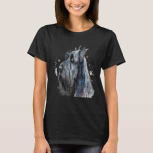 Beautiful Watercolor Giant Schnauzer Portrait T-Shirt