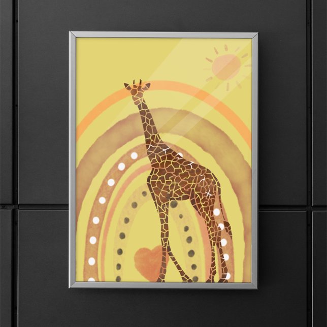 Beautiful Watercolor Giraffe Rainbow Scene  Poster (Creator Uploaded)