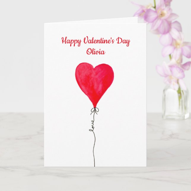 Beautiful Watercolor Heart Valentine's Day card (Orchid)