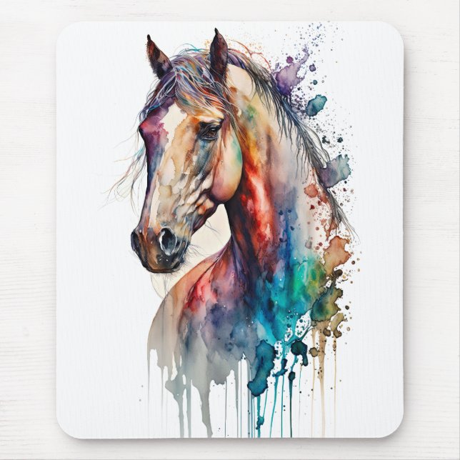 Beautiful Watercolor Horse Mouse Pad (Front)