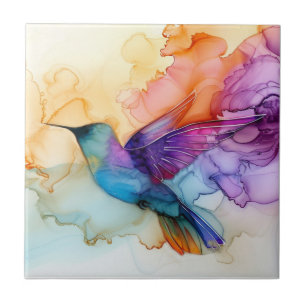 Beautiful Watercolor Hummingbird Tile