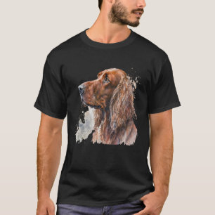 Beautiful Watercolor Irish Setter Portrait T-Shirt