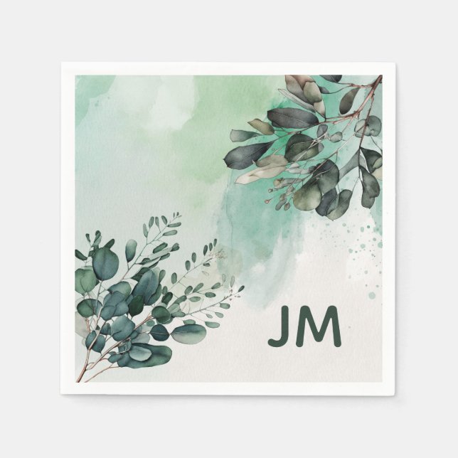 Beautiful watercolor leaves design napkin (Front)