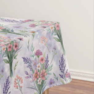 Beautiful Watercolor Meadow Wildflowers Tablecloth
