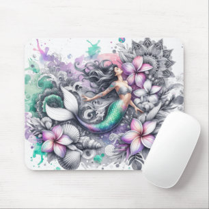 Beautiful Watercolor Mermaid Mouse Pad