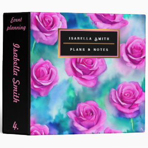 Beautiful Watercolor Modern Pink Roses Collection Binder