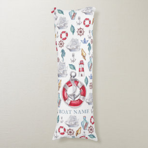 Beautiful Watercolor Nautical Boat Personalized Body Pillow