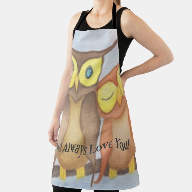 Beautiful Watercolor Owl Lovers Apron (Insitu)