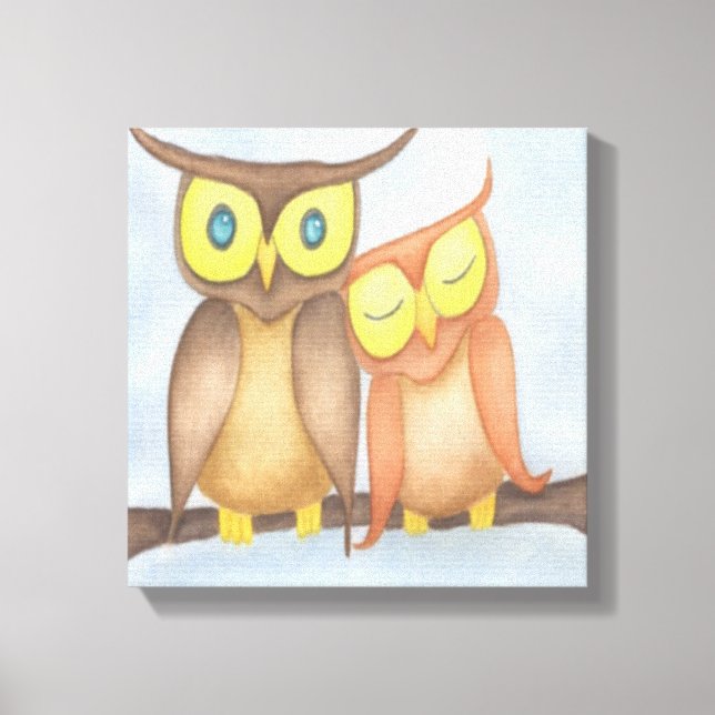 Beautiful Watercolor Owl Lovers Canvas Print (Front)
