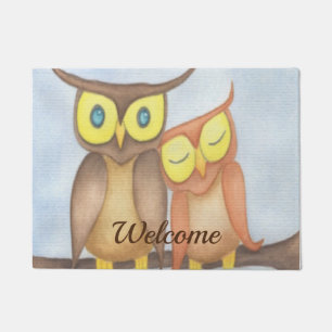 Beautiful Watercolor Owl Lovers Doormat