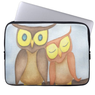 Beautiful Watercolor Owl Lovers Laptop Sleeve