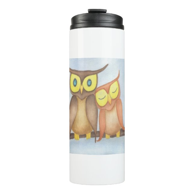 Beautiful Watercolor Owl Lovers Thermal Tumbler (Front)