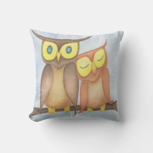 Beautiful Watercolor Owl Lovers Throw Pillow