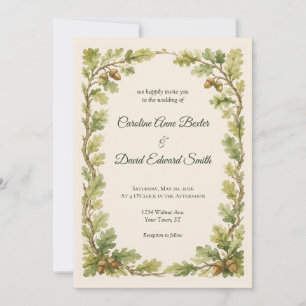 Beautiful Watercolor Painted Oak Frame Invitation