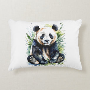 Beautiful Watercolor Panda Bear Accent Pillow