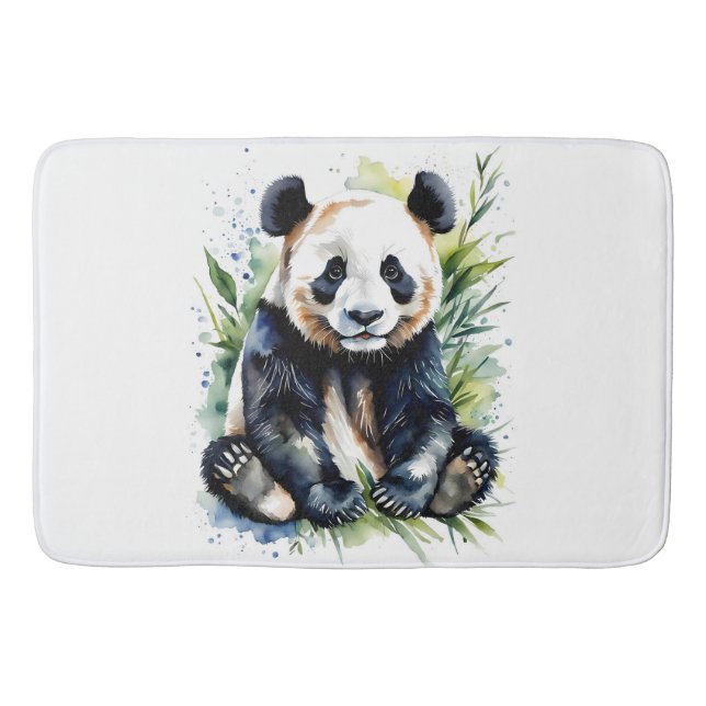 Beautiful Watercolor Panda Bear  Bath Mat (Front)