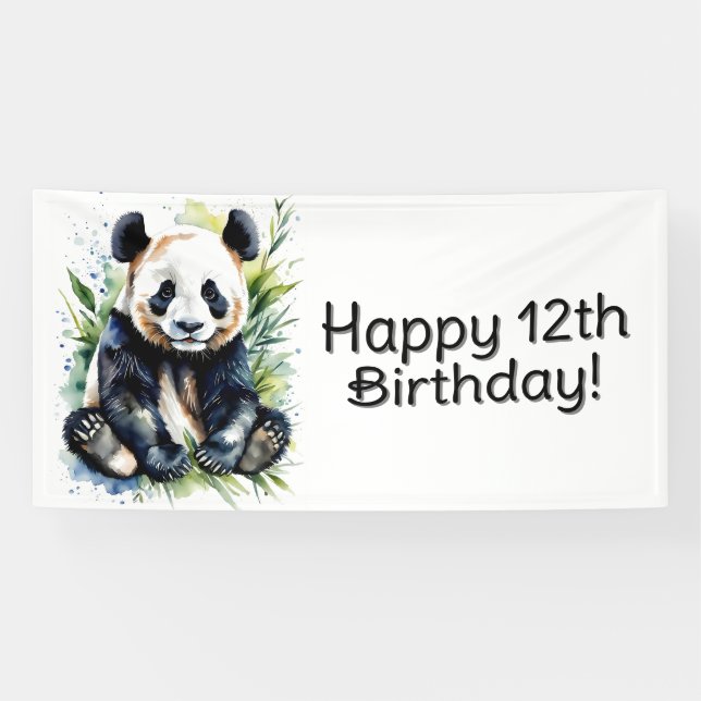 Beautiful Watercolor Panda Bear Custom  Banner (Horizontal)