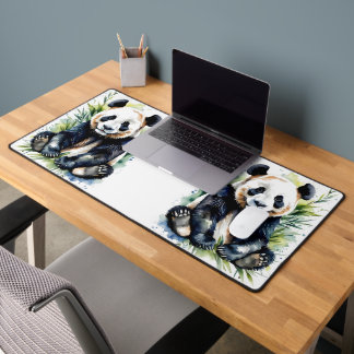 Beautiful Watercolor Panda Bear Desk Mat