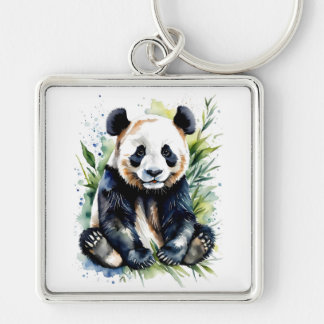 Beautiful Watercolor Panda Bear Keychain