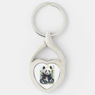 Beautiful Watercolor Panda Bear Keychain