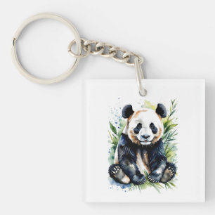 Beautiful Watercolor Panda Bear Keychain