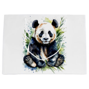 Beautiful Watercolor Panda Bear  Large Gift Bag