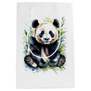 Beautiful Watercolor Panda Bear  Medium Gift Bag