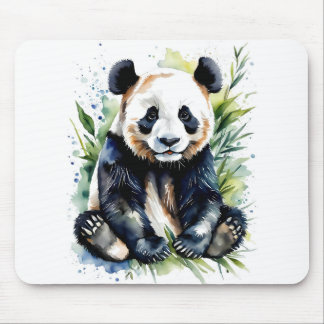 Beautiful Watercolor Panda Bear Mouse Pad