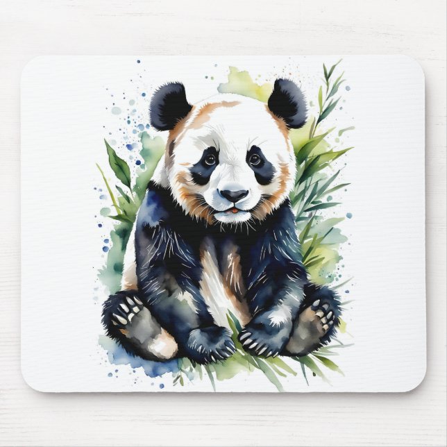 Beautiful Watercolor Panda Bear  Mouse Pad (Front)