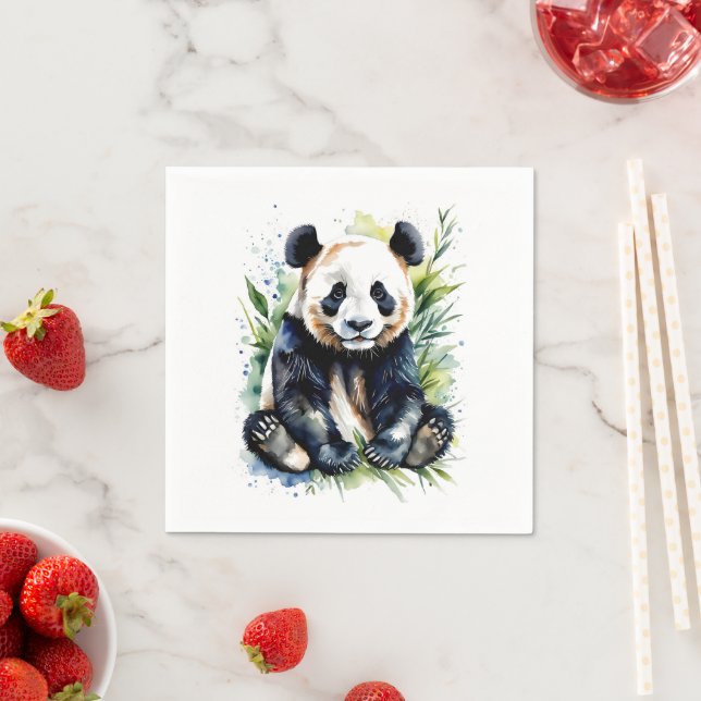 Beautiful Watercolor Panda Bear  Napkin (Insitu)