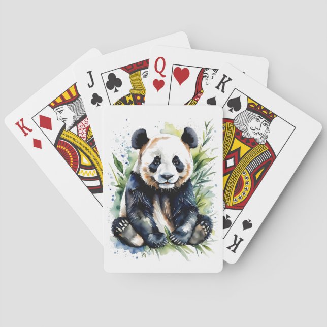 Beautiful Watercolor Panda Bear  Playing Cards (Back)