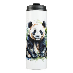 Beautiful Watercolor Panda Bear Thermal Tumbler