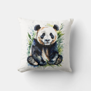 Beautiful Watercolor Panda Bear Throw Pillow