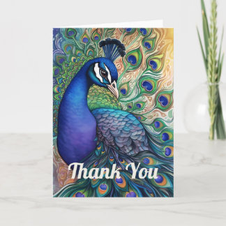 Beautiful Watercolor Peacock  Thank You Card