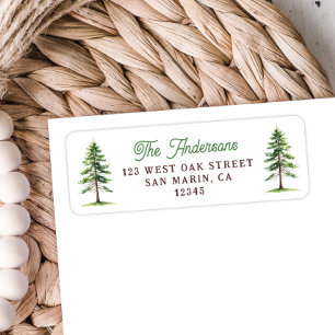 Beautiful Watercolor Pine Tree Return Address