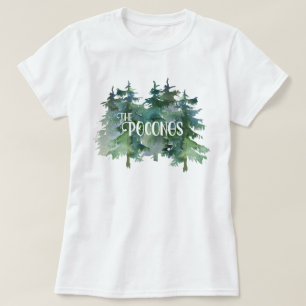 Beautiful watercolor Pine Trees with The Poconos T-Shirt