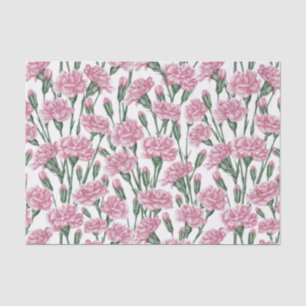Beautiful Watercolor Pink Carnation Flowers Tissue Paper