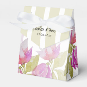 Beautiful Watercolor Pink Flowers Hand-painted Favor Box