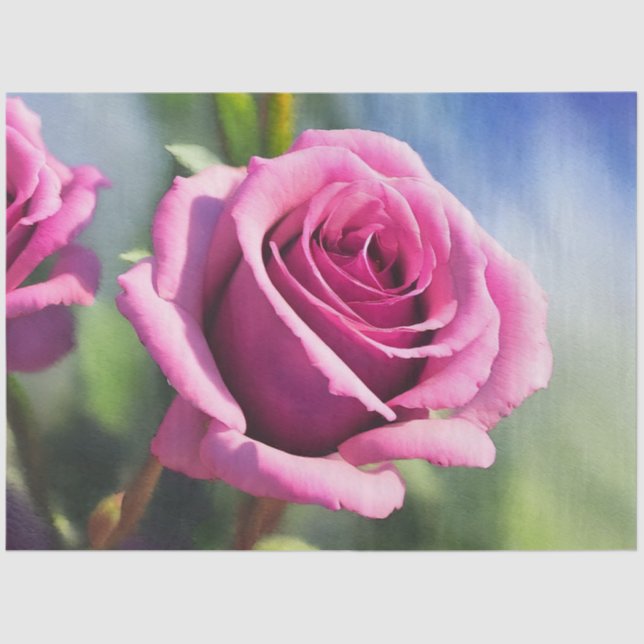 Beautiful Watercolor Pink Rose Modern Collection Tissue Paper (Front)