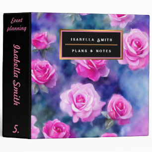 Beautiful Watercolor Pink Rose Trendy Collection Binder
