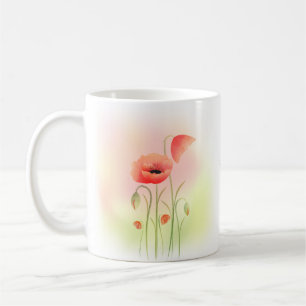 Beautiful Watercolor Poppy Flower Coffee Mug
