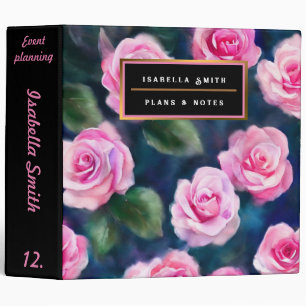 Beautiful Watercolor Popular Pink Roses Collection Binder