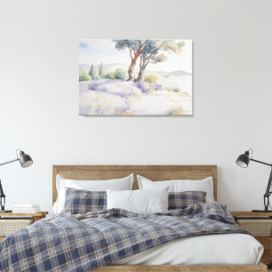 Beautiful Watercolor Provence Landscape  Canvas Print