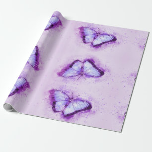 Beautiful Watercolor Purple Butterfly Wrapping Paper