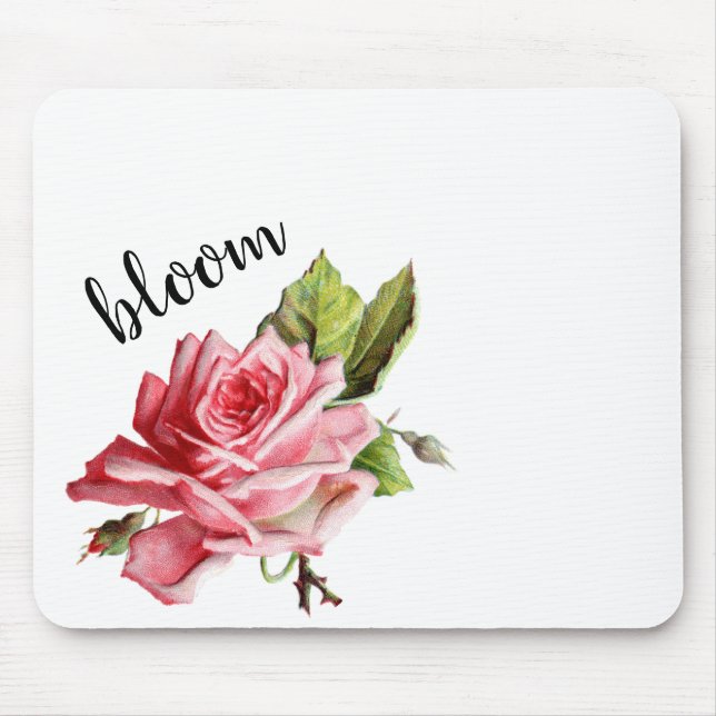 Beautiful watercolor rose mouse pad (Front)