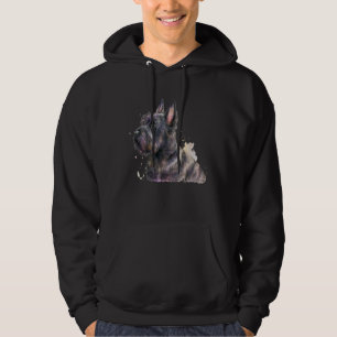 Beautiful Watercolor Scottish Terrier Portrait Hoodie