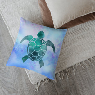 Beautiful Watercolor Sea Turtle Throw Pillow