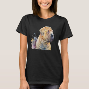 Beautiful Watercolor Shar Pei Portrait T-Shirt